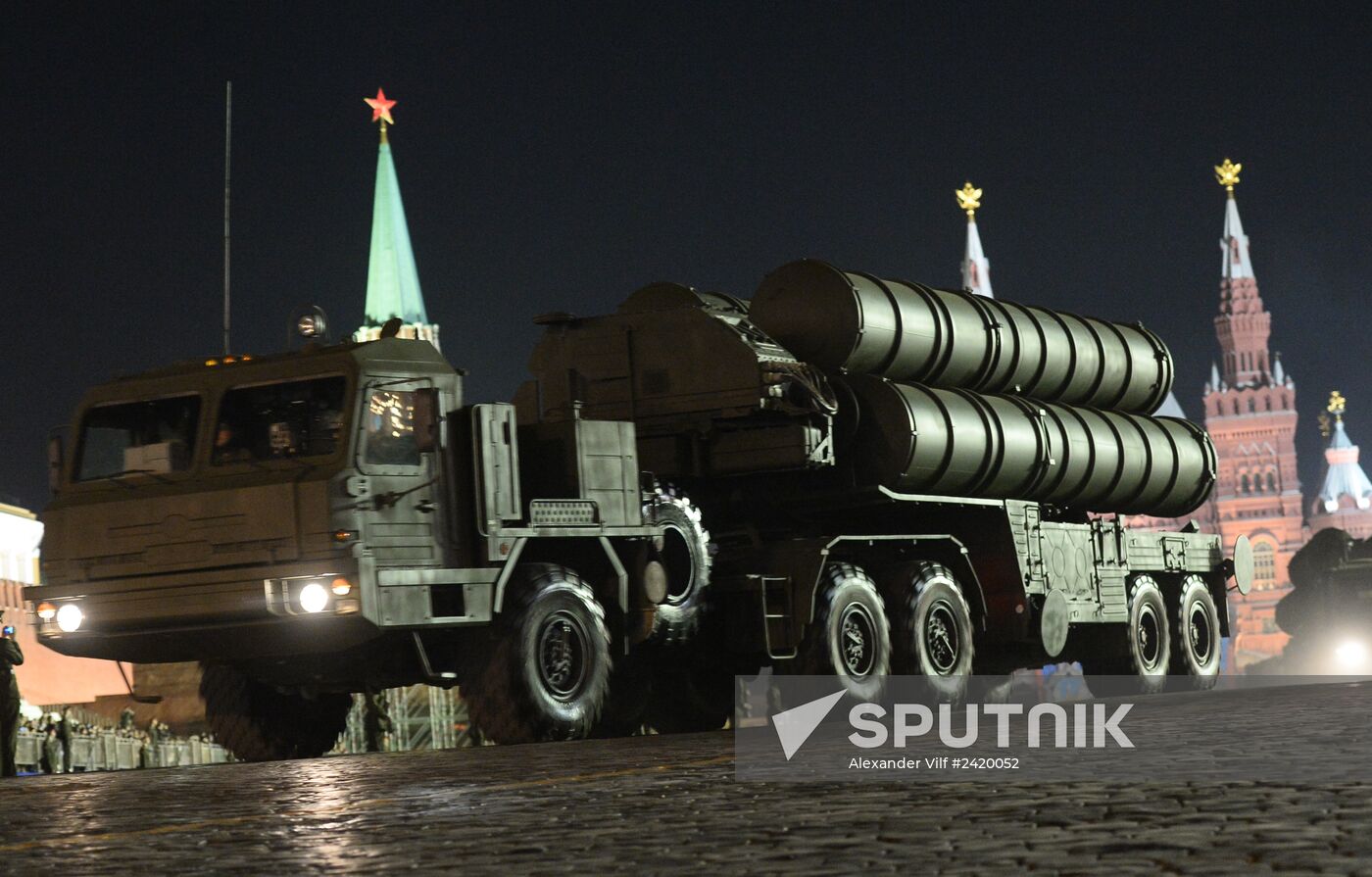 Victory Day Parade rehearsal on Red Square in Moscow