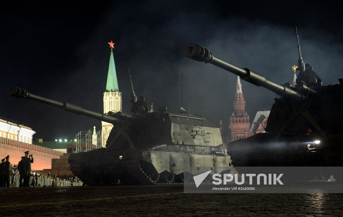 Victory Day Parade rehearsal on Red Square in Moscow
