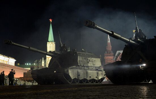 Victory Day Parade rehearsal on Red Square in Moscow