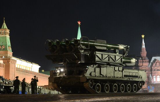 Victory Day Parade rehearsal on Red Square in Moscow
