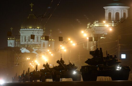 Victory Day Parade rehearsal on Red Square in Moscow