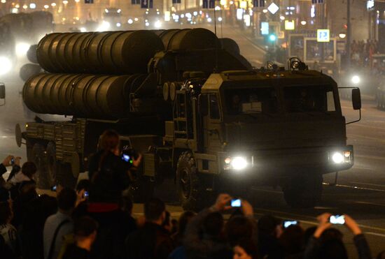 Victory Day Parade rehearsal on Red Square in Moscow