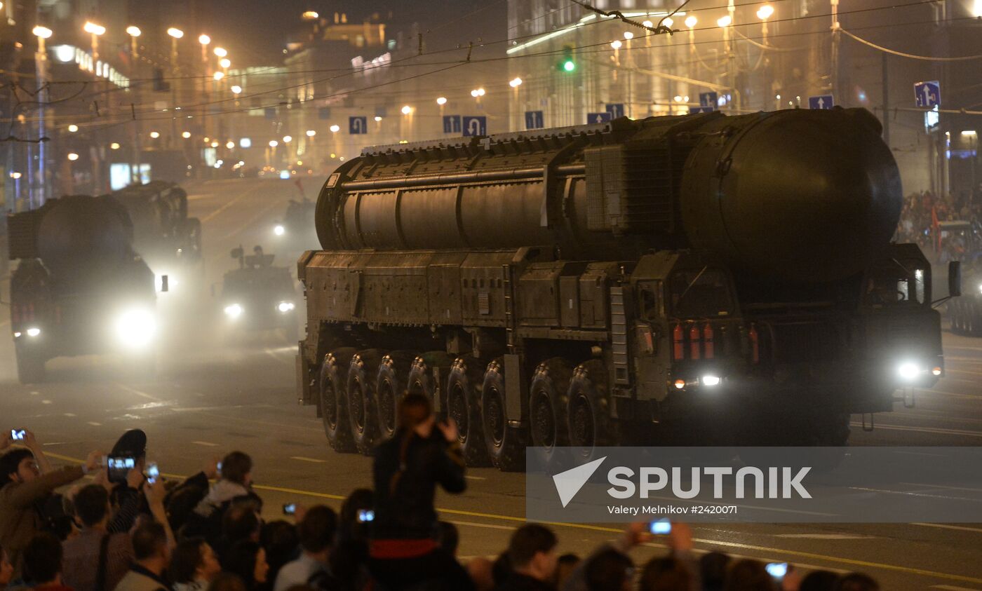 Victory Day Parade rehearsal on Red Square in Moscow