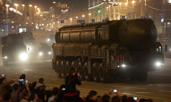 Victory Day Parade rehearsal on Red Square in Moscow