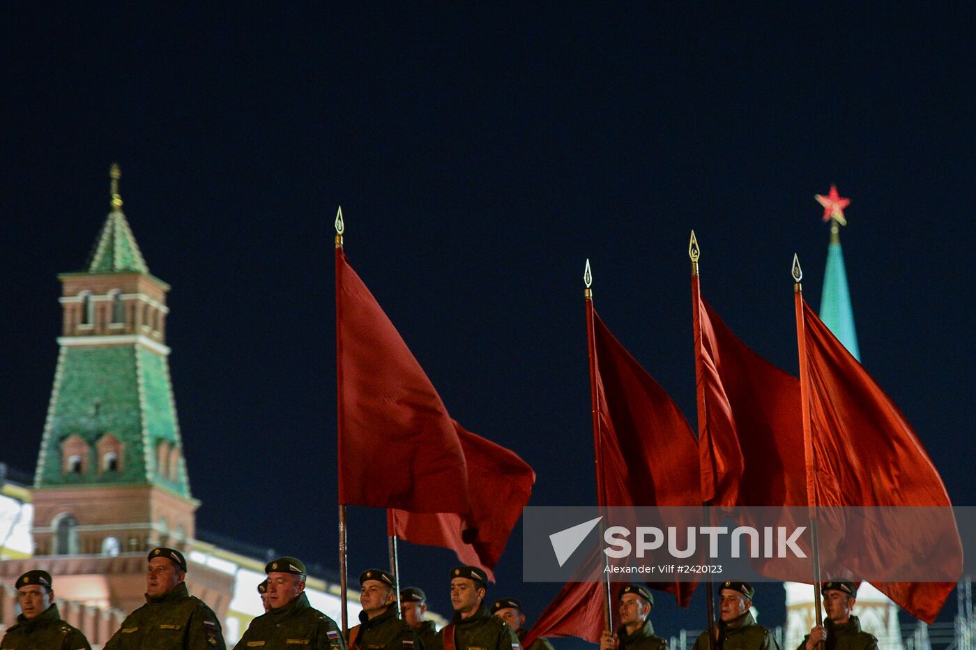 Victory Day Parade rehearsal on Red Square in Moscow
