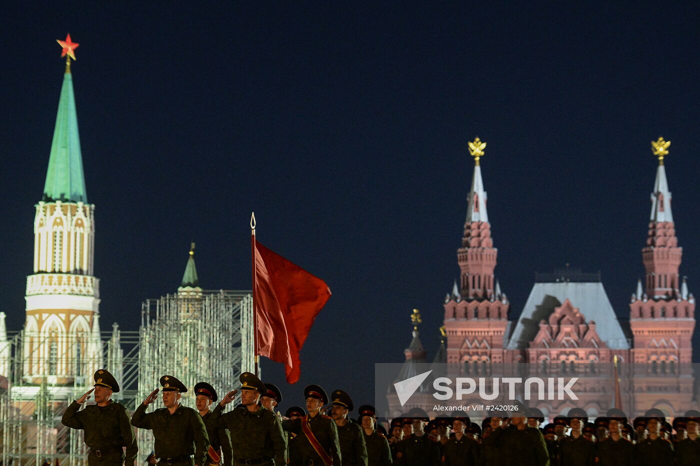 Victory Day Parade rehearsal on Red Square in Moscow