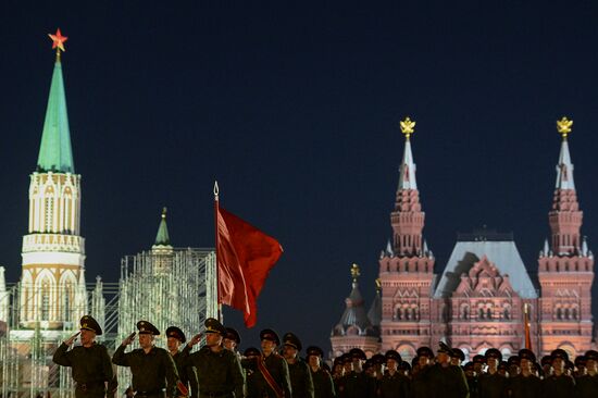 Victory Day Parade rehearsal on Red Square in Moscow