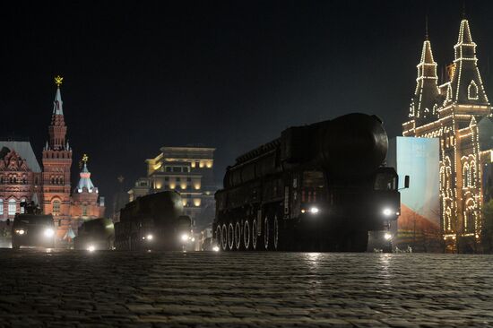 Victory Day Parade rehearsal on Red Square in Moscow