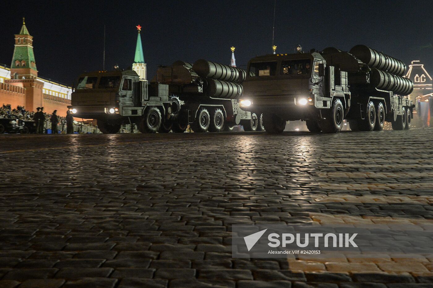 Victory Day Parade rehearsal on Red Square in Moscow