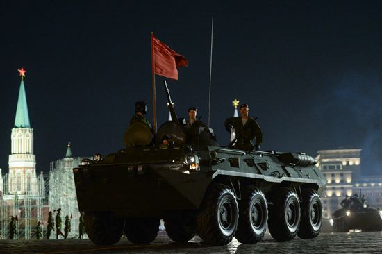 Victory Day Parade rehearsal on Red Square in Moscow