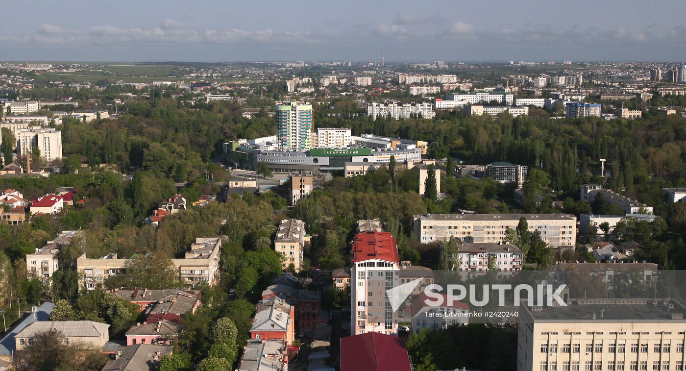 Consecrating Crimean territory from an Emergencies Ministry helicopter