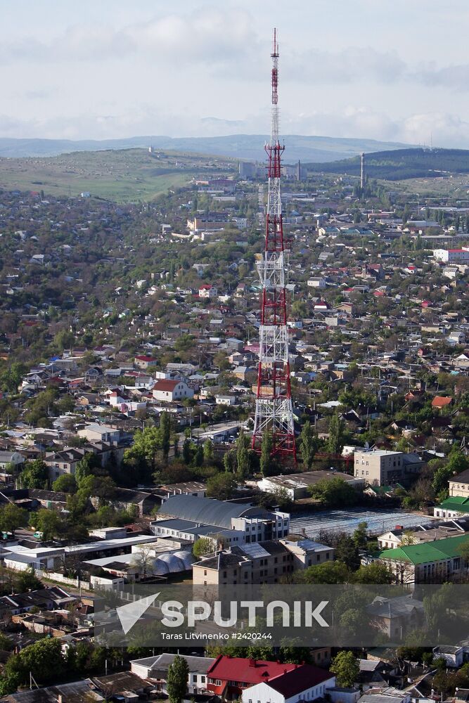 Consecrating Crimean territory from an Emergencies Ministry helicopter