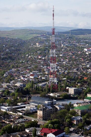 Consecrating Crimean territory from an Emergencies Ministry helicopter