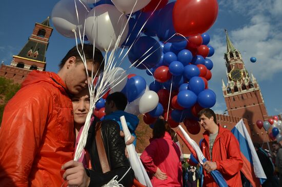 May Day trade unions' demonstration on Red Square