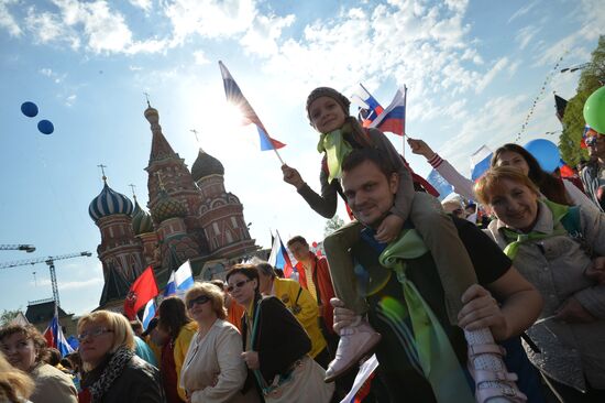 May Day trade unions' demonstration on Red Square