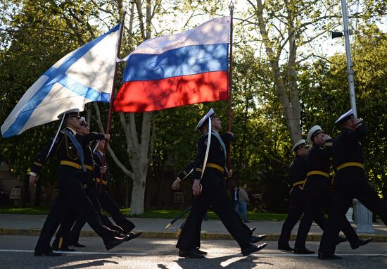 Victory Day Parade rehearsal in Sevastopol