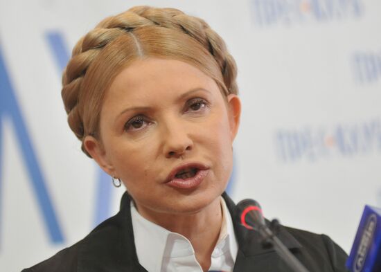 Yulia Tymosheko gives news conference in Lvov