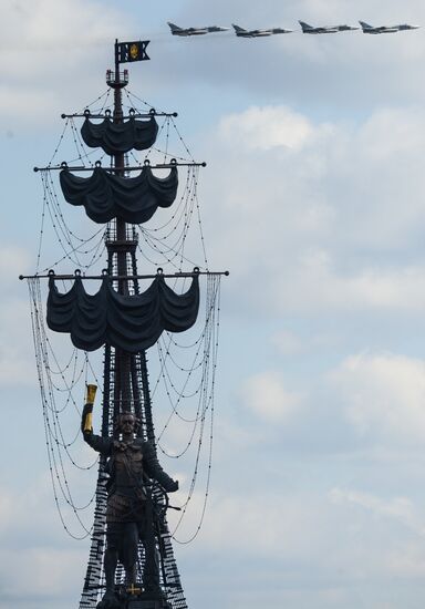 Victory Parade's air show rehearsal