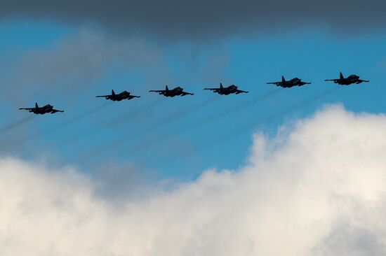 Victory Parade's air show rehearsal