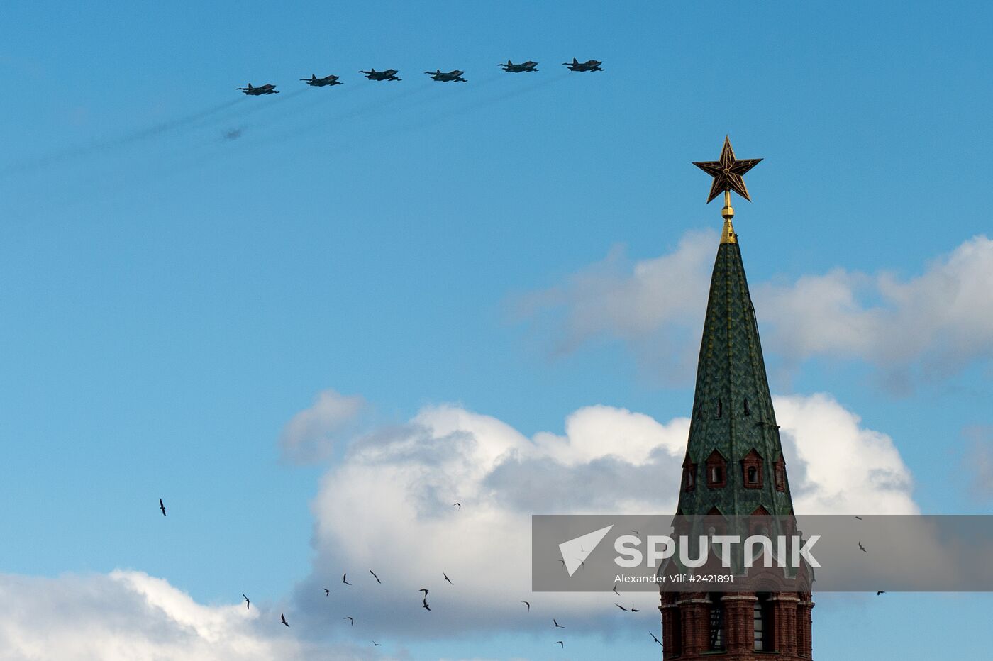 Victory Parade's air show rehearsal