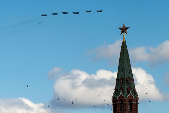 Victory Parade's air show rehearsal