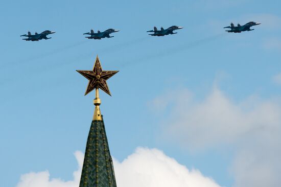 Victory Parade's air show rehearsal