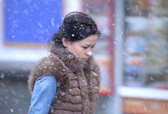 Wet snow in Moscow