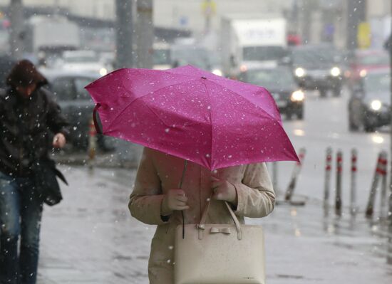 Wet snow in Moscow