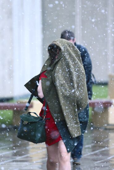 Wet snow in Moscow