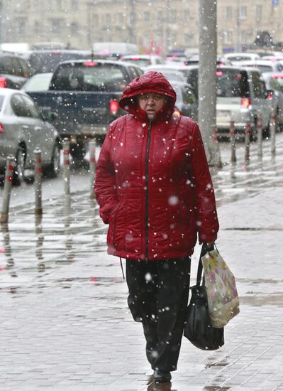 Wet snow in Moscow