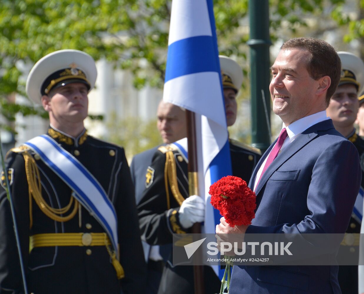 Wreath and flowers laid at Tomb of Unknown Soldier near Kremlin wall