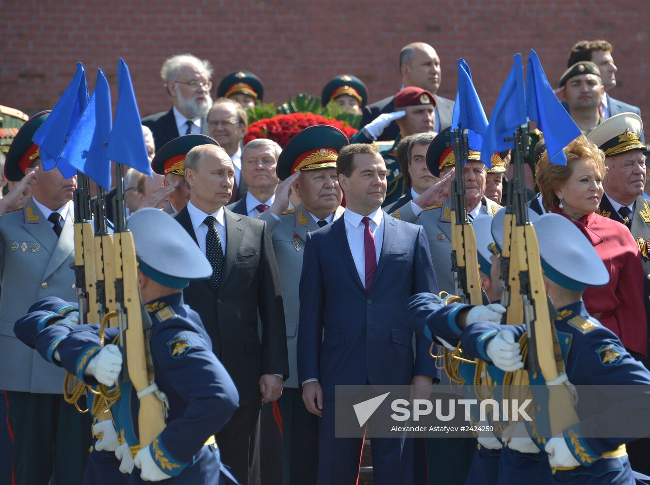 Wreath and flowers laid at Tomb of Unknown Soldier near Kremlin wall