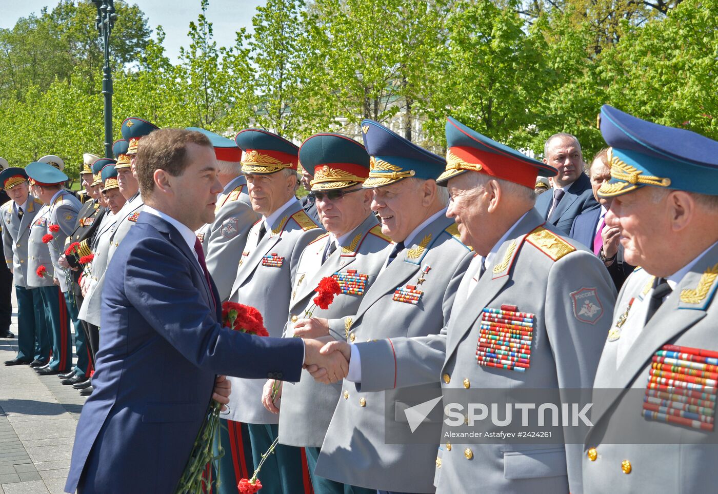Wreath and flowers laid at Tomb of Unknown Soldier near Kremlin wall