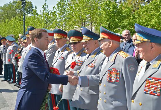 Wreath and flowers laid at Tomb of Unknown Soldier near Kremlin wall