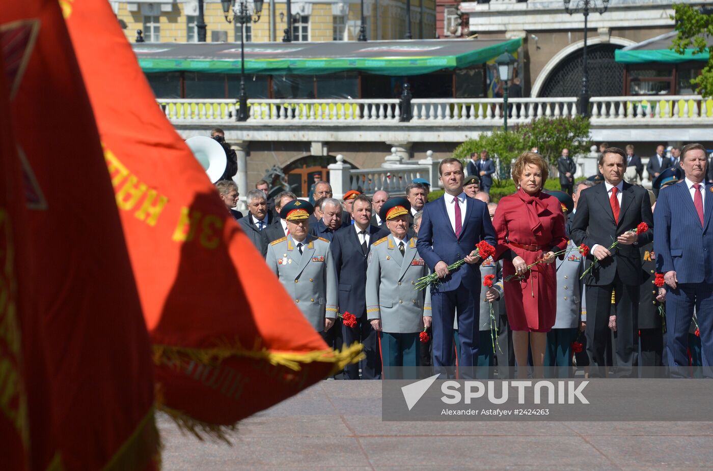 Wreath and flowers laid at Tomb of Unknown Soldier near Kremlin wall