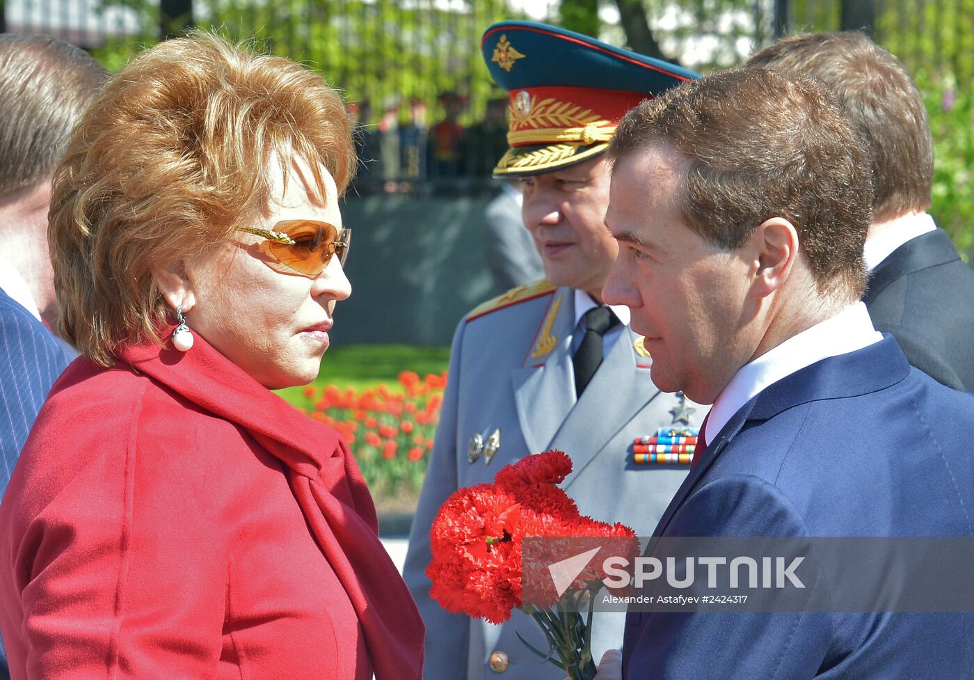 Wreath and flowers laid at Tomb of Unknown Soldier near Kremlin wall