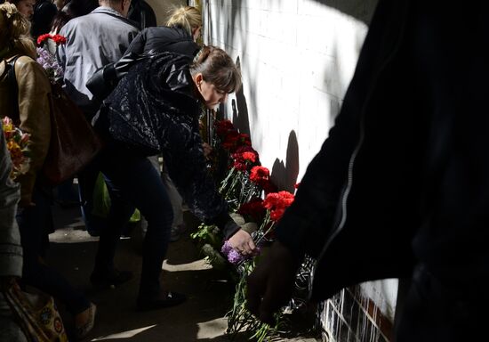 Funeral service for Dmitry Nikityuk who died at Trade Unions House, Odessa on May 2