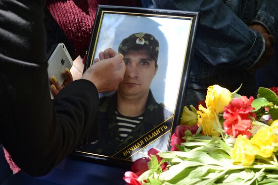 Funeral service for Dmitry Nikityuk who died at Trade Unions House, Odessa on May 2