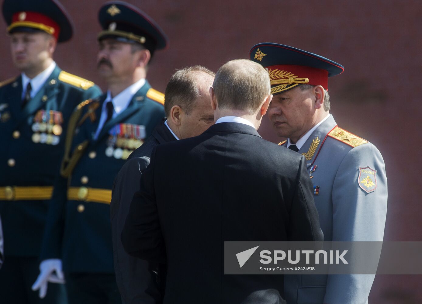 Wreath and flowers laid at the Tomb of the Unknown Soldier by the Kremlin Wall