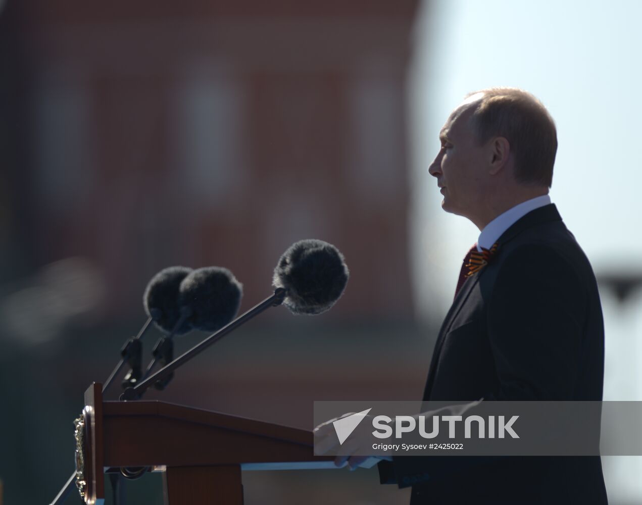 Vladimir Putin and Dmitry Medvedev at Victory Day parade on Red Square