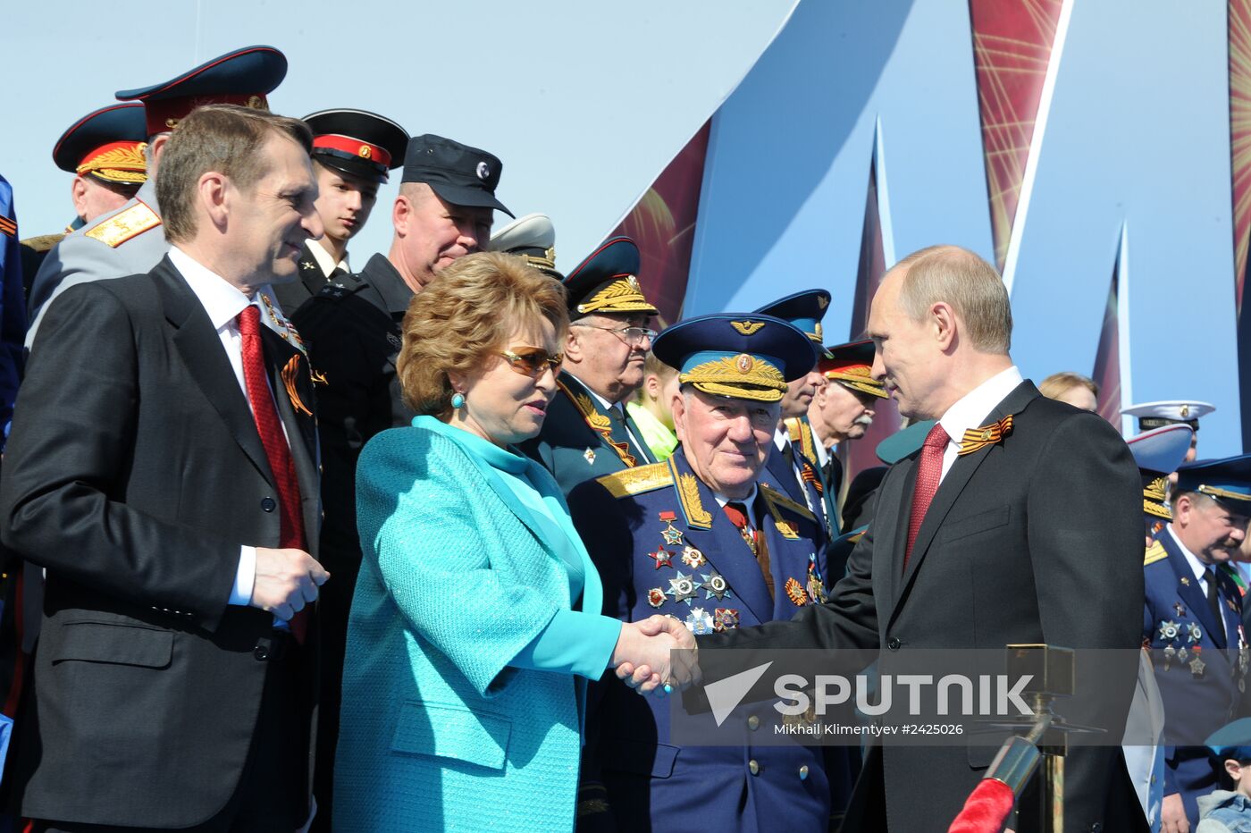 Vladimir Putin and Dmitry Medvedev at Victory Day parade on Red Square