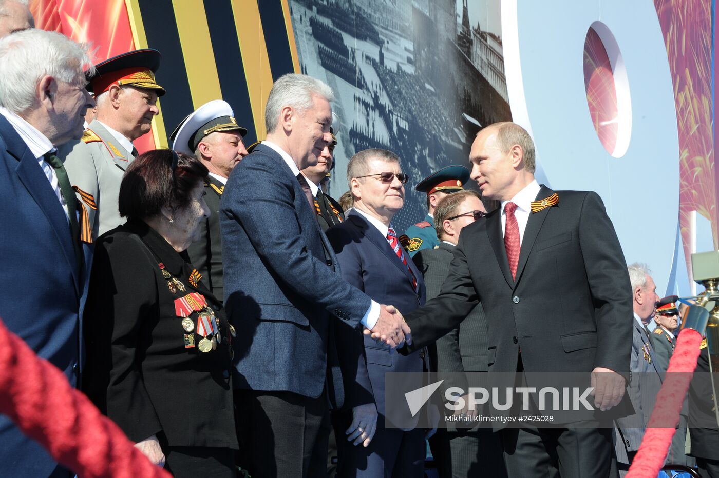 Vladimir Putin and Dmitry Medvedev at Victory Day parade on Red Square