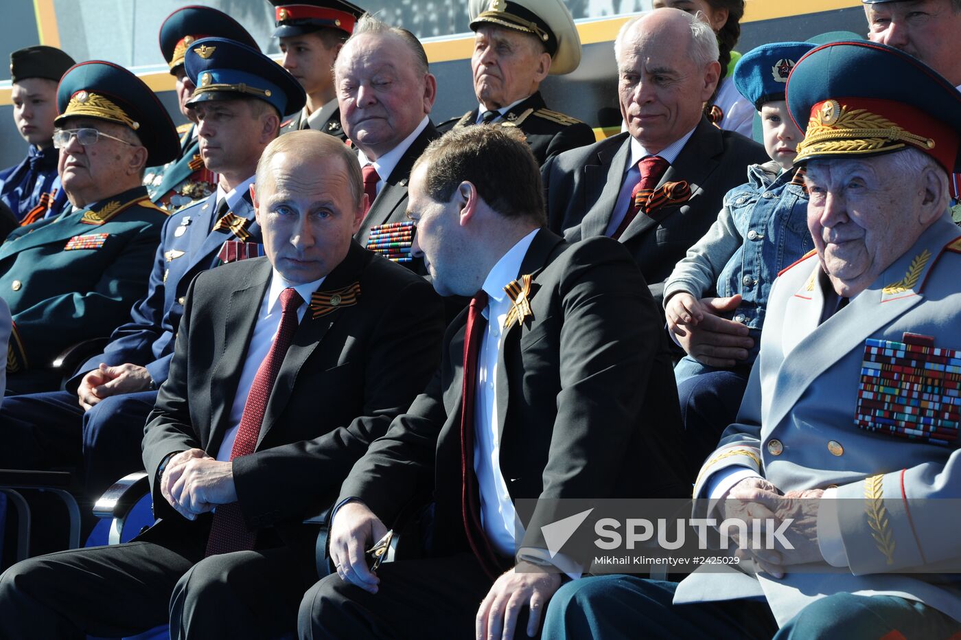 Vladimir Putin and Dmitry Medvedev at Victory Day parade on Red Square