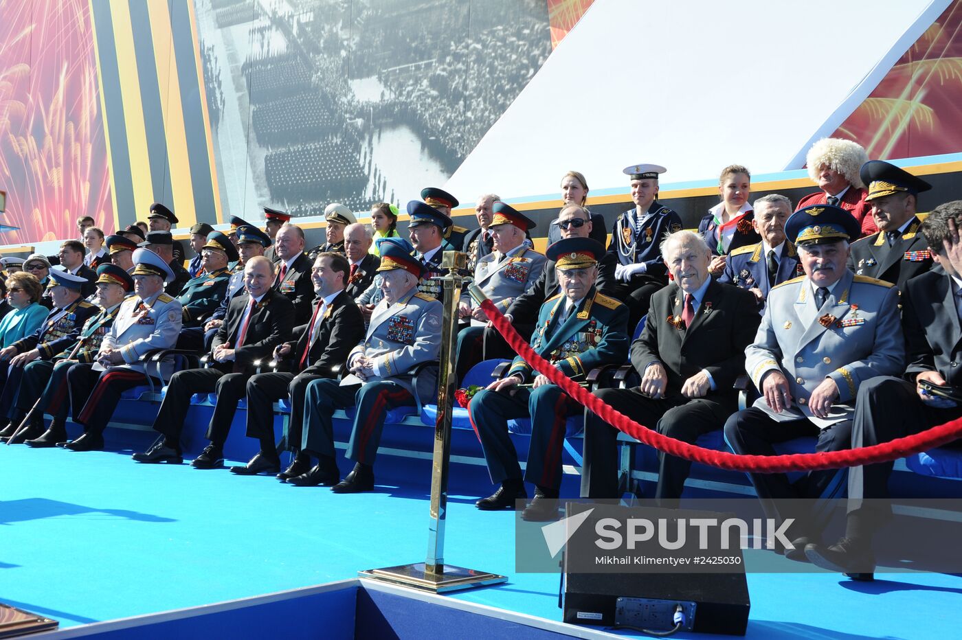 Vladimir Putin and Dmitry Medvedev at Victory Day parade on Red Square