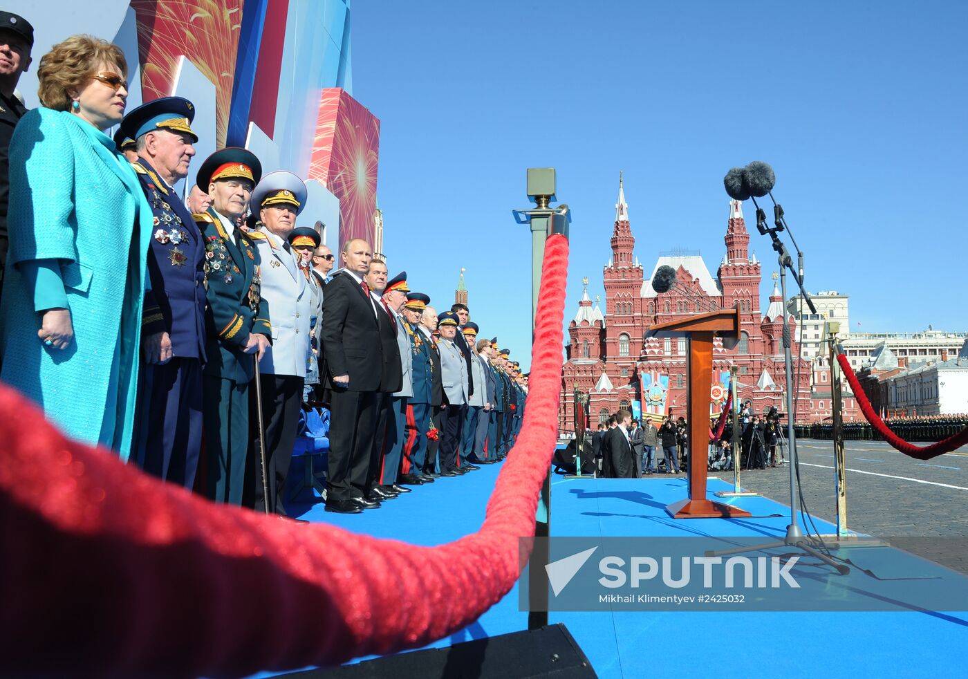 Vladimir Putin and Dmitry Medvedev at Victory Day parade on Red Square