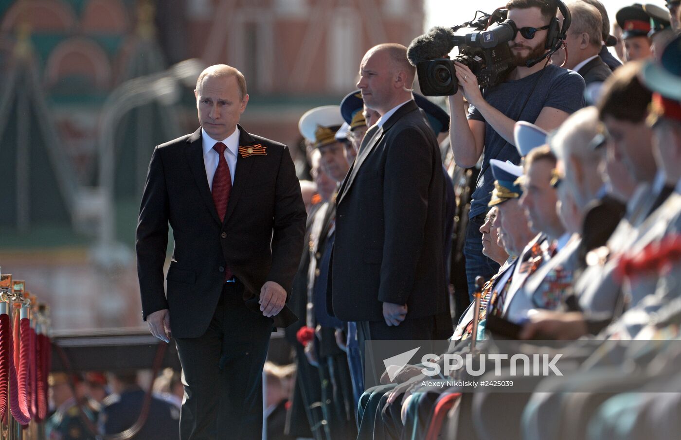 Vladimir Putin and Dmitry Medvedev at Victory Day parade on Red Square