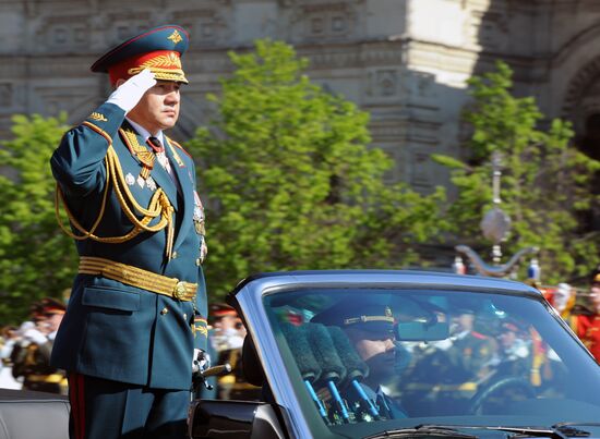 Vladimir Putin and Dmitry Medvedev at Victory Day parade on Red Square
