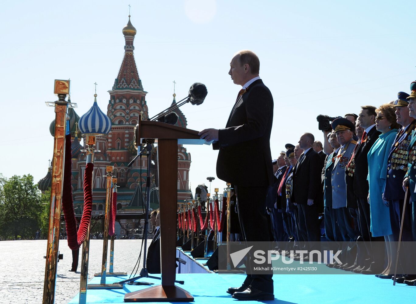 Vladimir Putin and Dmitry Medvedev at Victory Day parade on Red Square