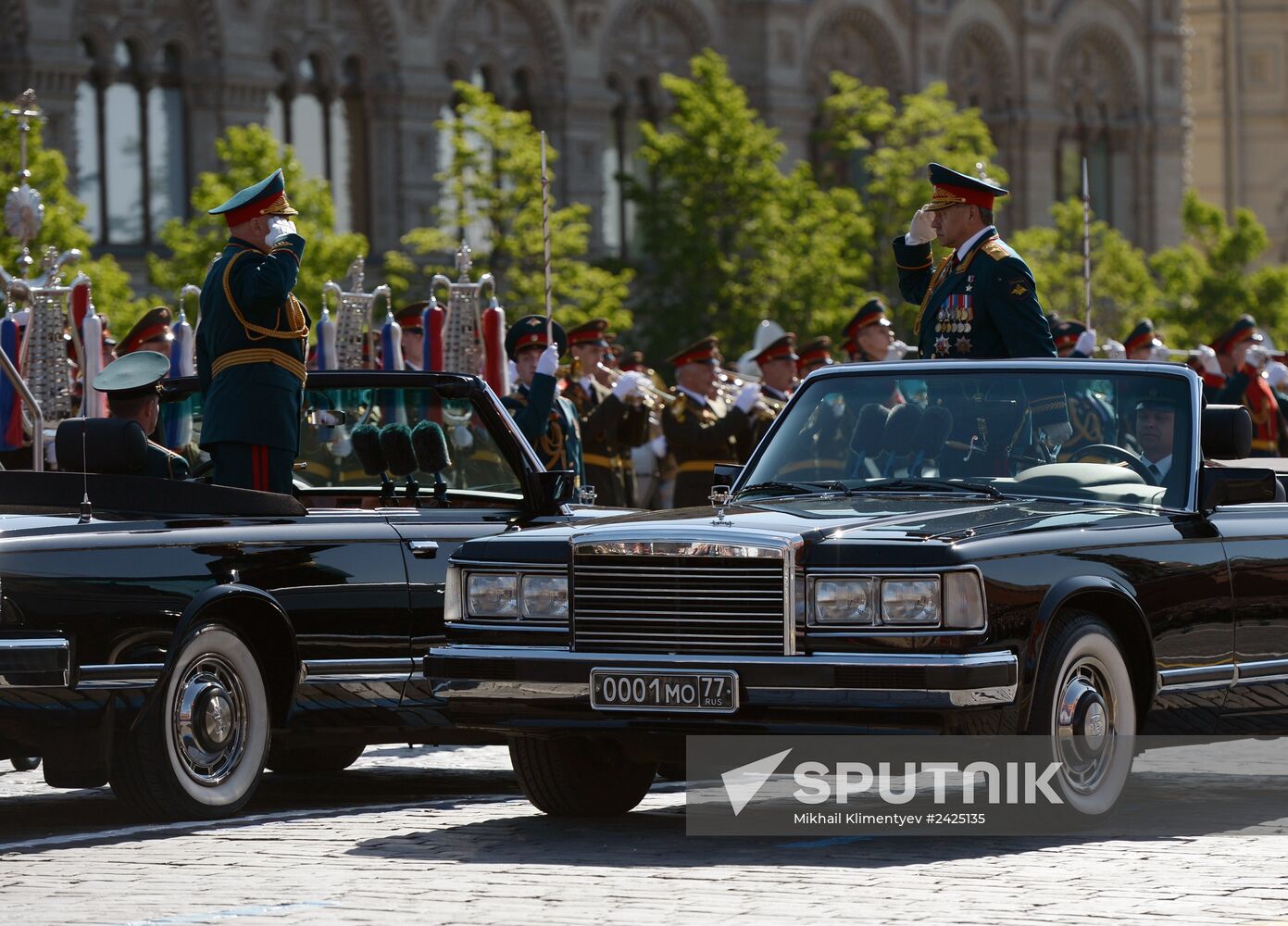 Vladimir Putin and Dmitry Medvedev at Victory Day parade on Red Square