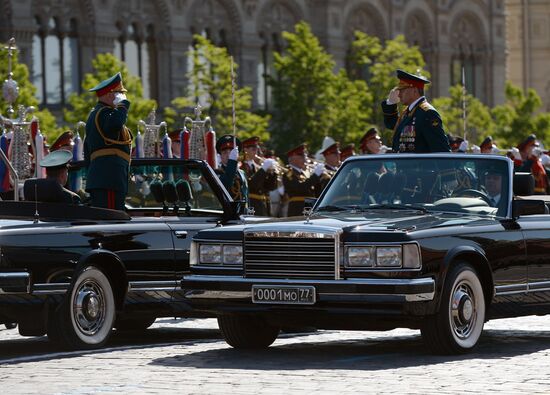 Vladimir Putin and Dmitry Medvedev at Victory Day parade on Red Square